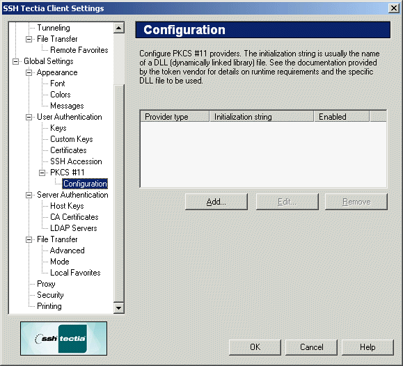 SSH: Managing PKCS #11 Providers