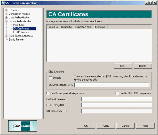 Defining CA certificates