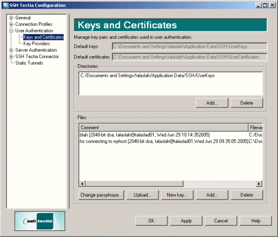 Defining keys and certificates