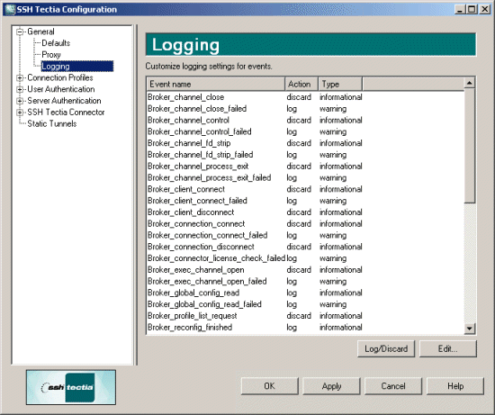 Logging settings