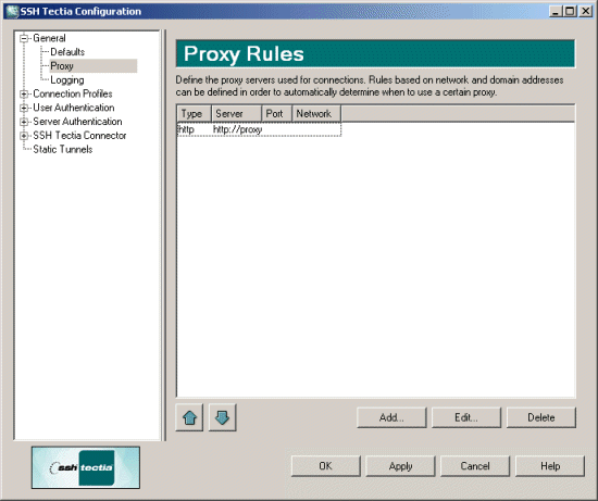 Defining proxy rules