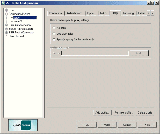 Defining proxy settings