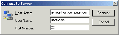 The Connect to Server dialog