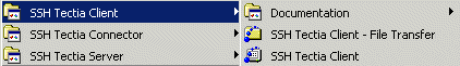 The SSH Tectia Client program group