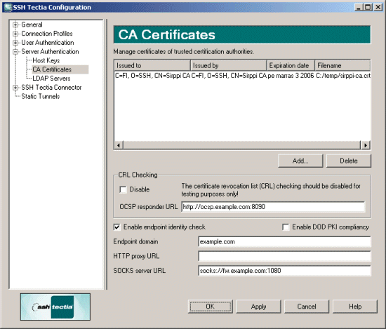 Defining CA certificates