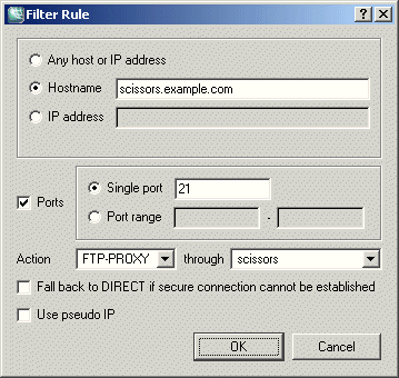 Defining a filter rule