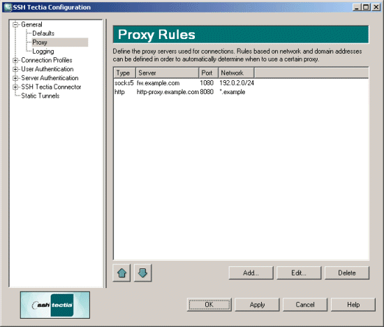 Defining proxy rules