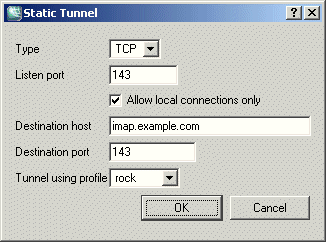 Defining a static tunnel