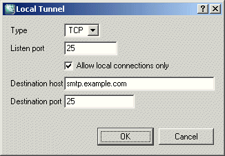 Defining a local tunnel