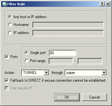 Defining a filter rule