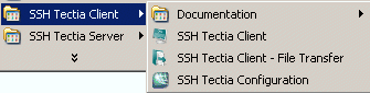The SSH Tectia Client program group