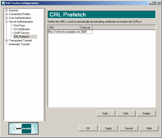 Defining CRL prefetch settings