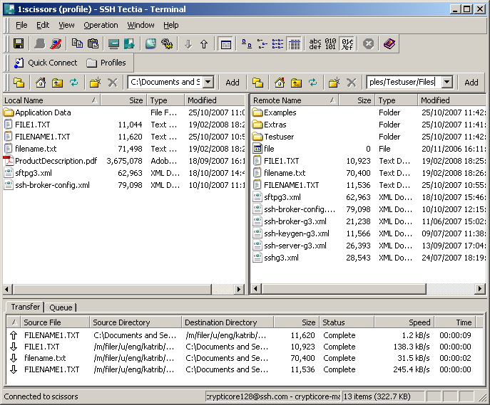 SSH Tectia File Transfer GUI