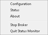 The shortcut menu of the Status window