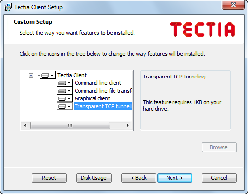 Installation options with Tectia Client