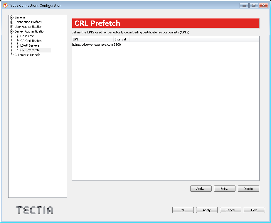 Defining CRL prefetch settings