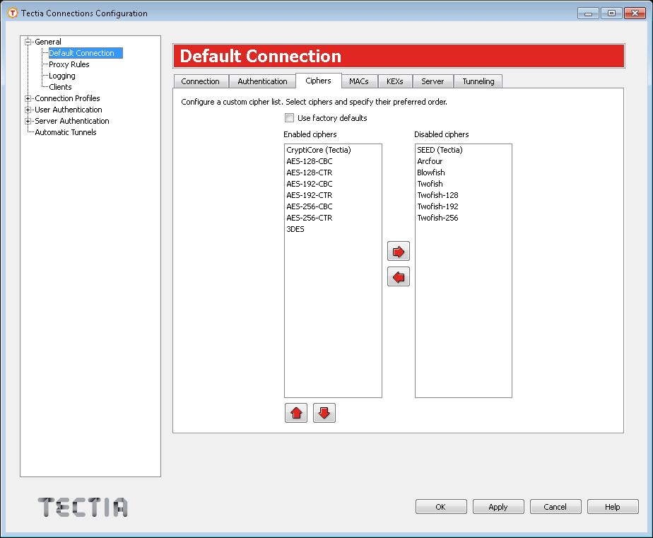 Defining a cipher list
