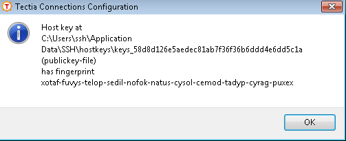 Server public host key information