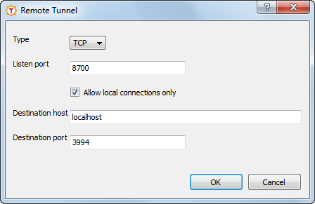 Defining a remote tunnel