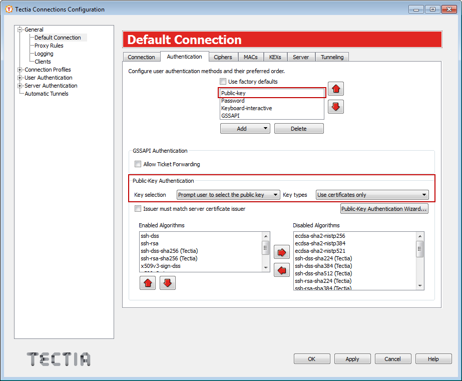 Enabling public-key authentication