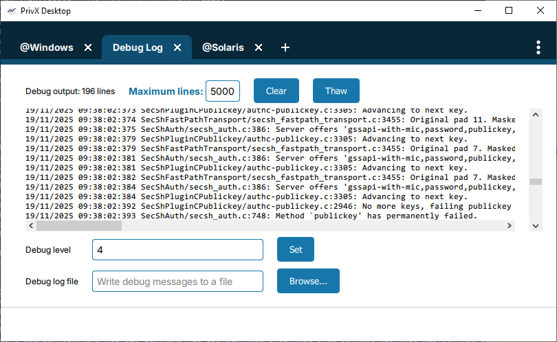 Setting the Connection Broker's debug mode with GUI