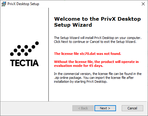 Warning about a missing license file