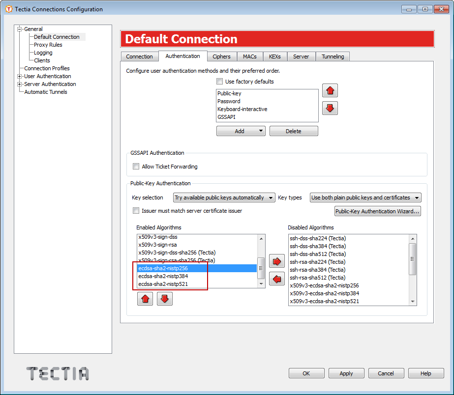 Enabling ECDSA public-key signature algorithms