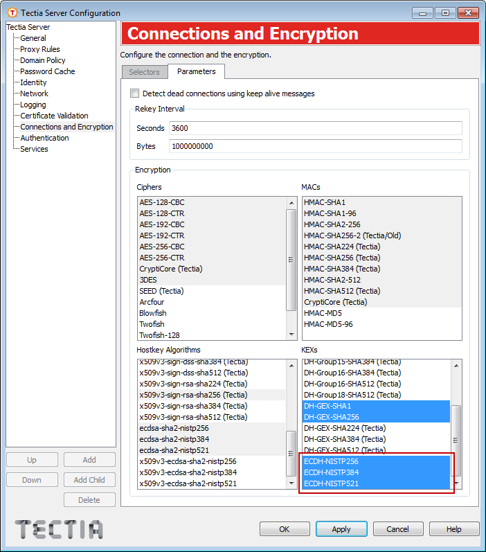 Enabling Elliptic Curve Diffie–Hellman KEXs for Tectia Server