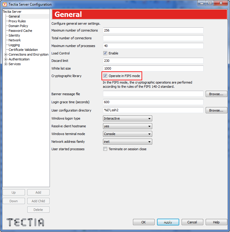 Activating FIPS mode on Tectia Server