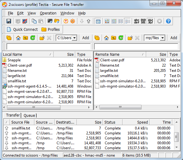 Tectia Secure File Transfer GUI