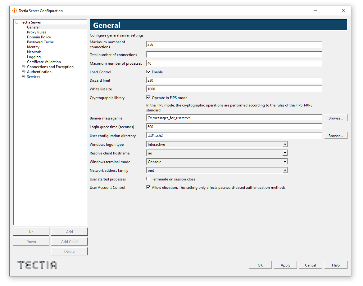 Activating FIPS mode on Tectia Server