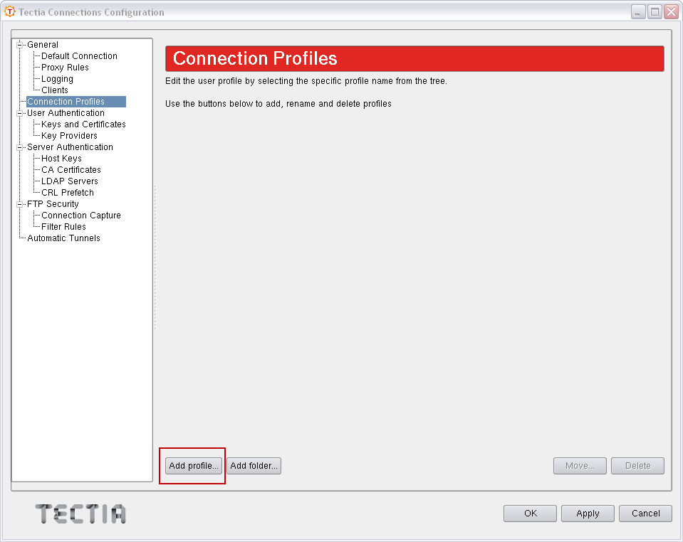 Adding connection profiles
