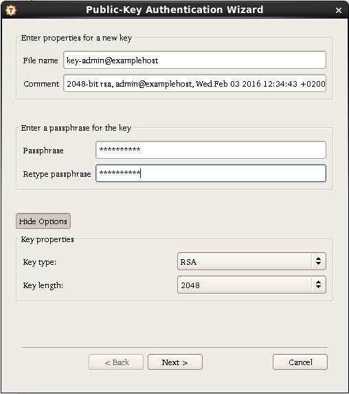 The Public-Key Authentication Wizard