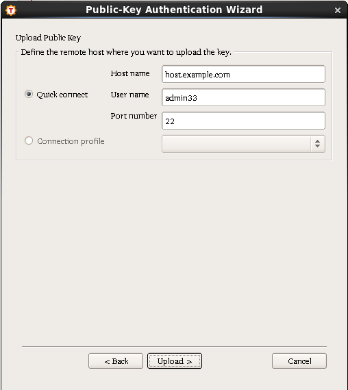 Uploading a key