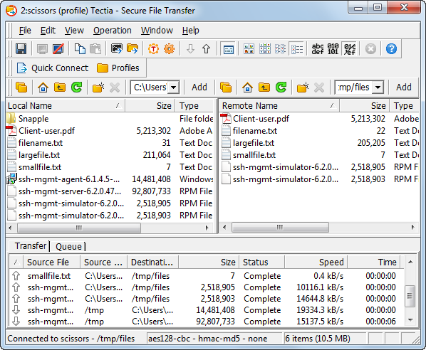 Tectia Secure File Transfer GUI