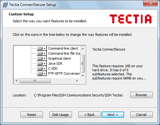 Installation options with Tectia ConnectSecure