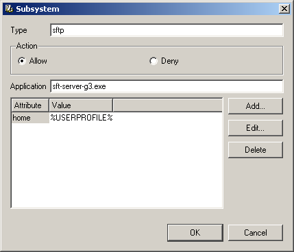 Adding a new subsystem dialog box