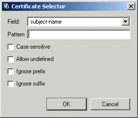 The Certificate Selector dialog box