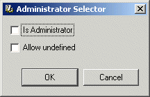 The Administrator Selector dialog box
