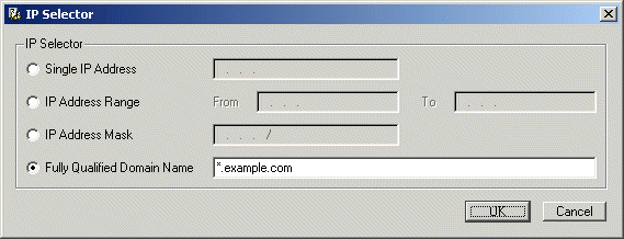 The IP Selector dialog box