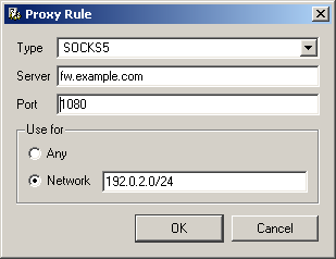 Defining a proxy rule