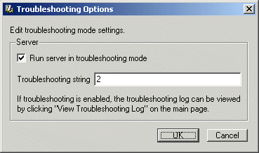 Editing troubleshooting options