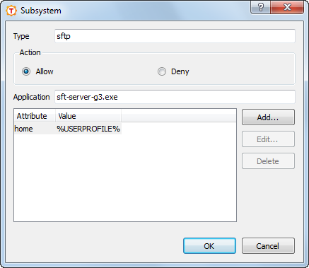Adding a new subsystem dialog box