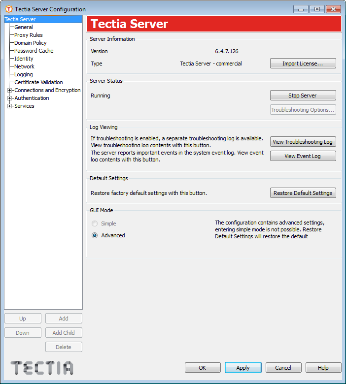 Tectia Server Configuration - Tectia Server page