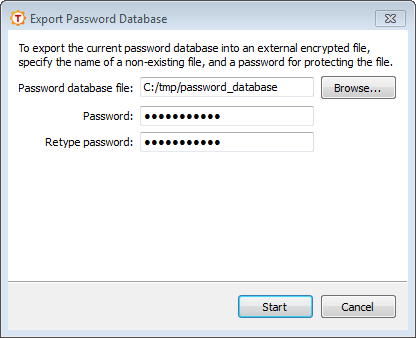 Exporting a password database