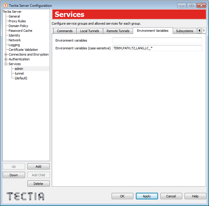 The Environment Variables dialog box