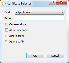 The Certificate Selector dialog box