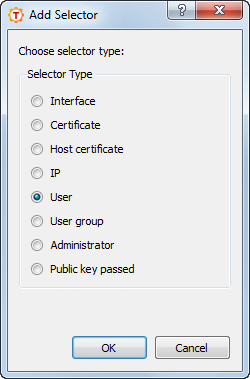 The Add Selector dialog box