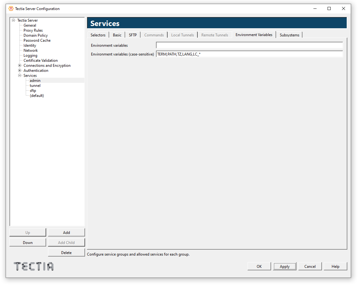 The Environment Variables dialog box