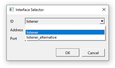 The Interface Selector dialog box